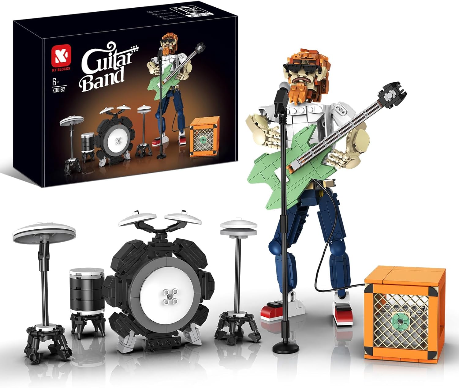 Guitar Music Interactive Building Set for Music Lovers,Reverb Amplifier & Authentic Accessories, Perfect Way to Rock Gift Giving.