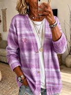 Women'S Casual Breast Cancer Awareness Cardigan Top