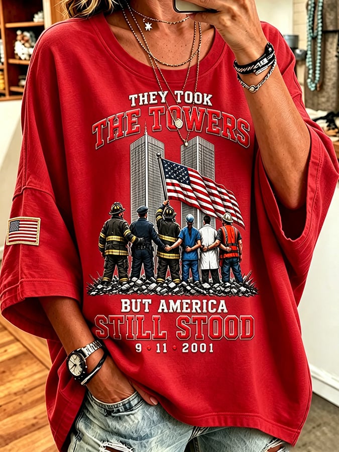 Women's  Retro 9.11 Never Forget Print Top