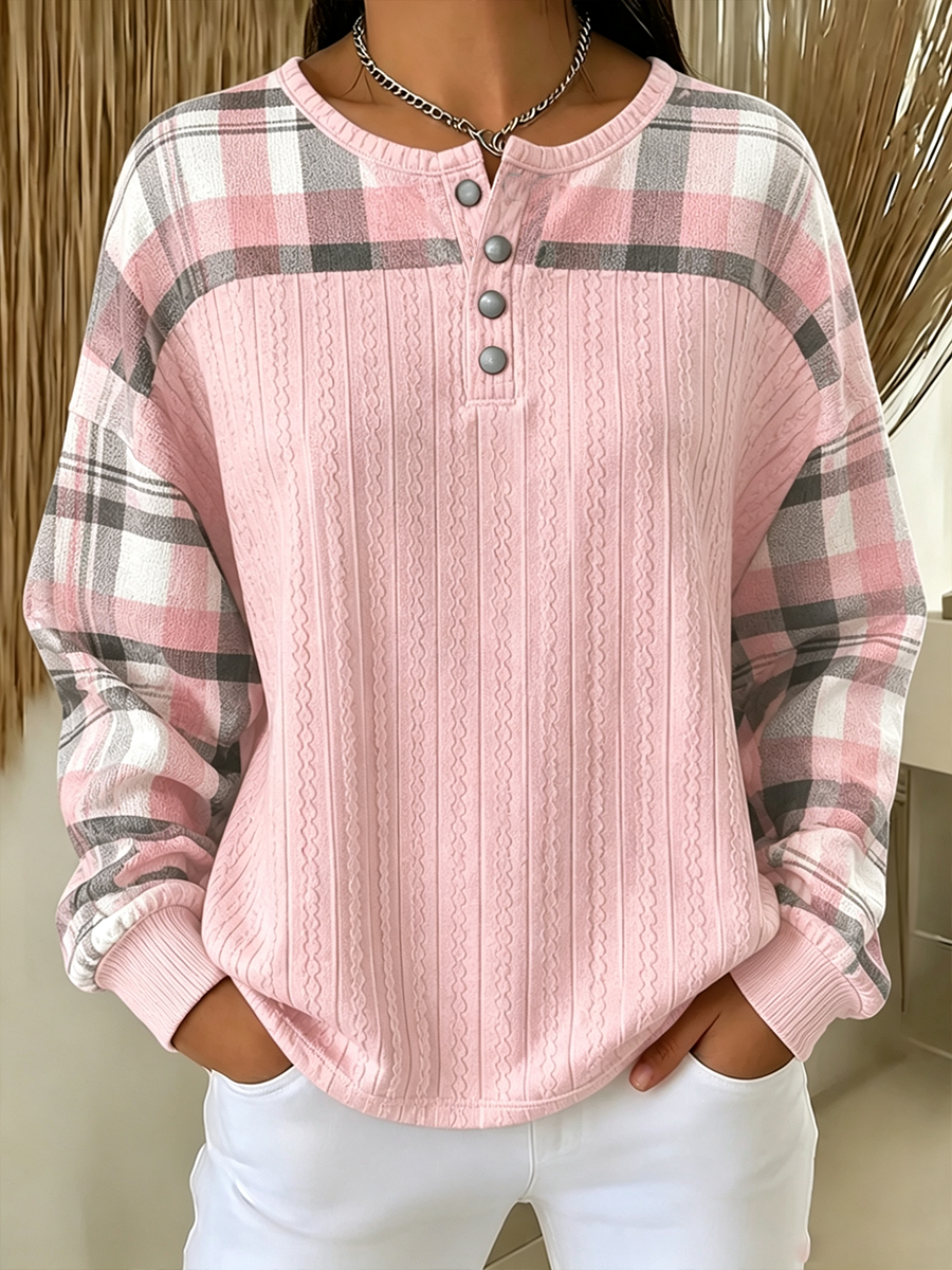 Women's Casual Plaid Patchwork Hoodie