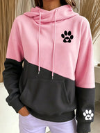 Women'S Heart-Shaped Paw Print Hoodie Sweatshirt