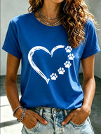 Women's Paw Heart Print T-shirt
