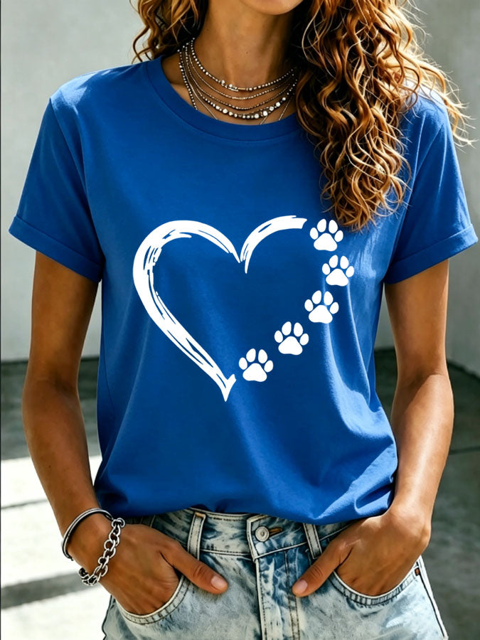 Women's Paw Heart Print T-shirt