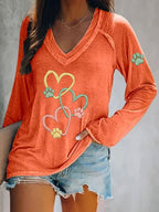 Women's Heart Paw Print Long Sleeve T-shirt
