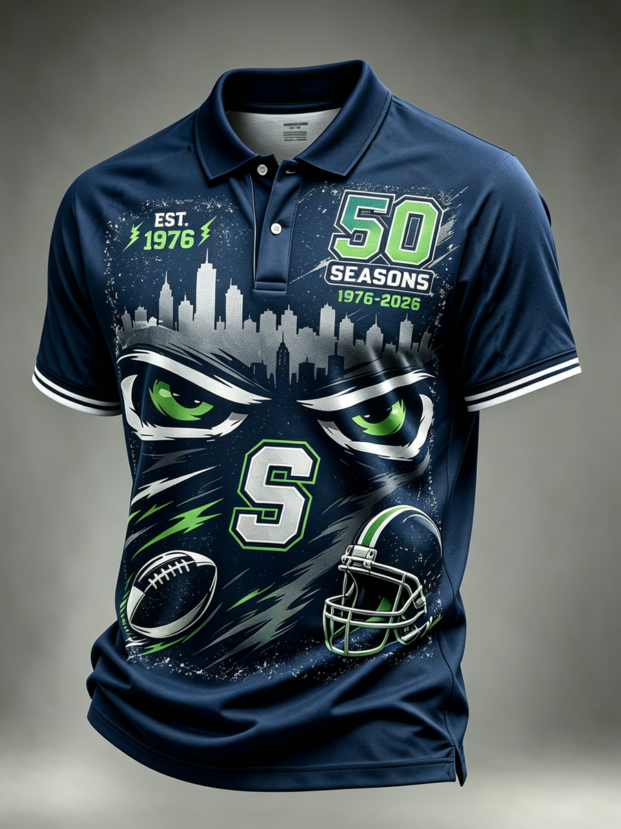 Men's Seattle Football Team 50th Anniversary Art Print Polo