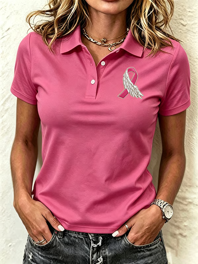 Women'S Breast Cancer Slogan Polo Shirt