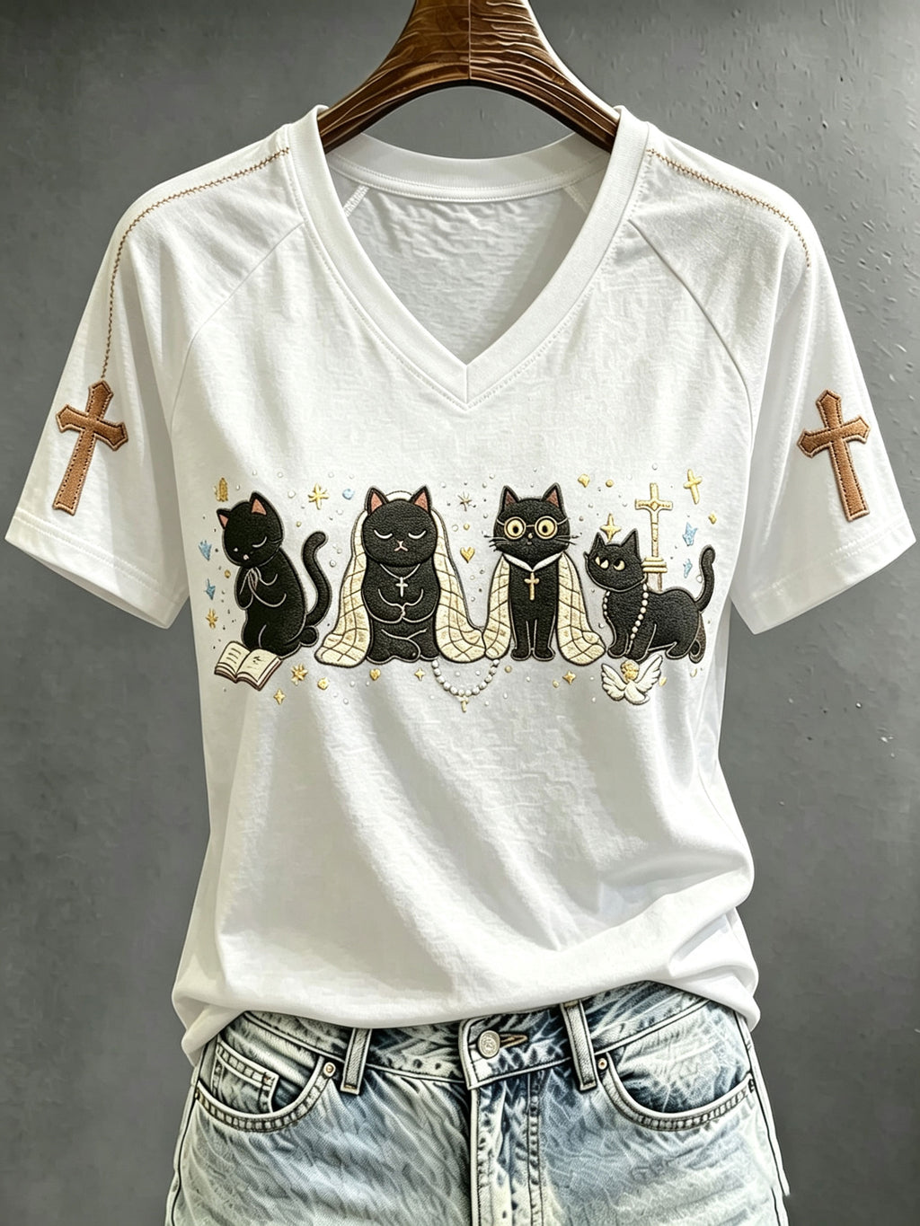 Women's Fun Christian-Themed Cat T-Shirt