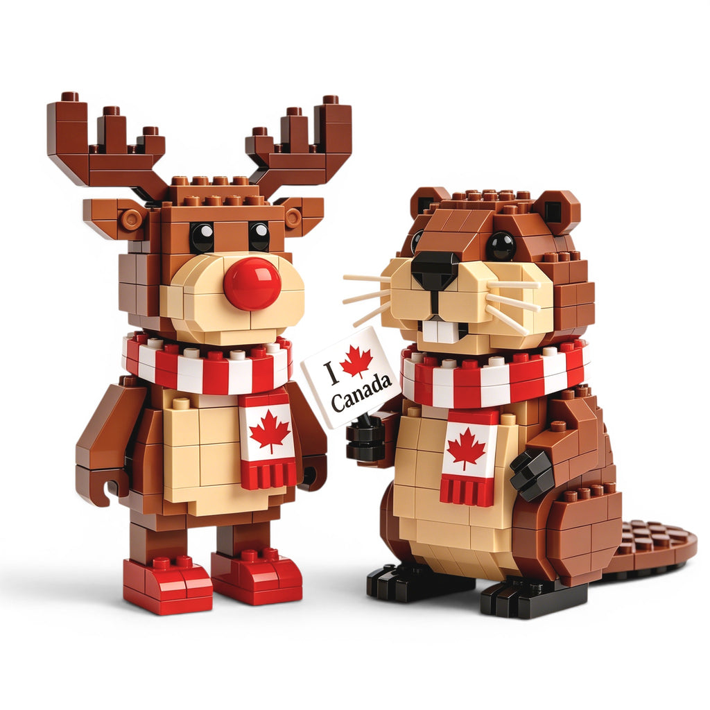 🦫🦌Canada Day Icon Duo: Moose & Beaver Building Blocks Set
