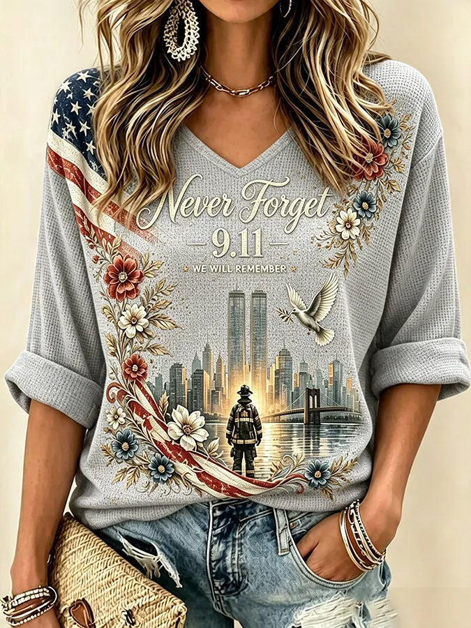 🕯️Women's Never Forget September 11 Print T-Shirt