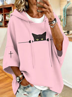 Women'S Vintage Cat Print Hoodie