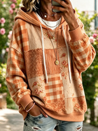 Women's Geometric Art Flower Hoodie