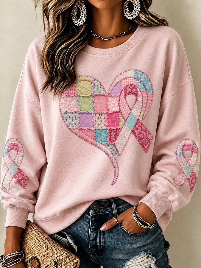 Ladies' Casual Pink Round Neck Sports Shirt