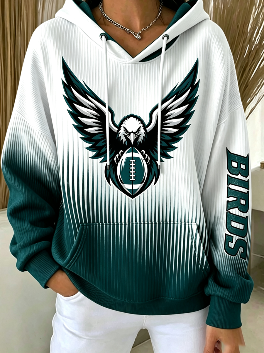 Women'S Football Fans Print Hooded Sweatshirt