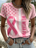 Women'S Breast Cancer Awareness Printed Casual T-Shirt