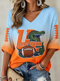 Women'S Football Print Waffle  Top