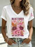 Women's In October We Wear Pink  Print T-shirt