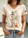 Women'S International Cat Day Printed Short Sleeve T-Shirt