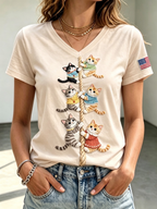 Women'S International Cat Day Printed Short Sleeve T-Shirt
