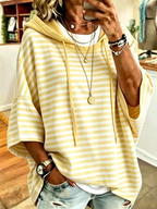 Women's Casual Loose Casual Striped Hooded Sweatshirt