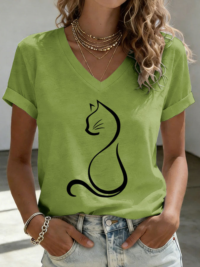 Women'S Cat Print T-shirt