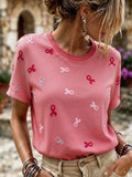 Women's Casual Retro Bohemian Floral Print Top (Breast Cancer Awareness)