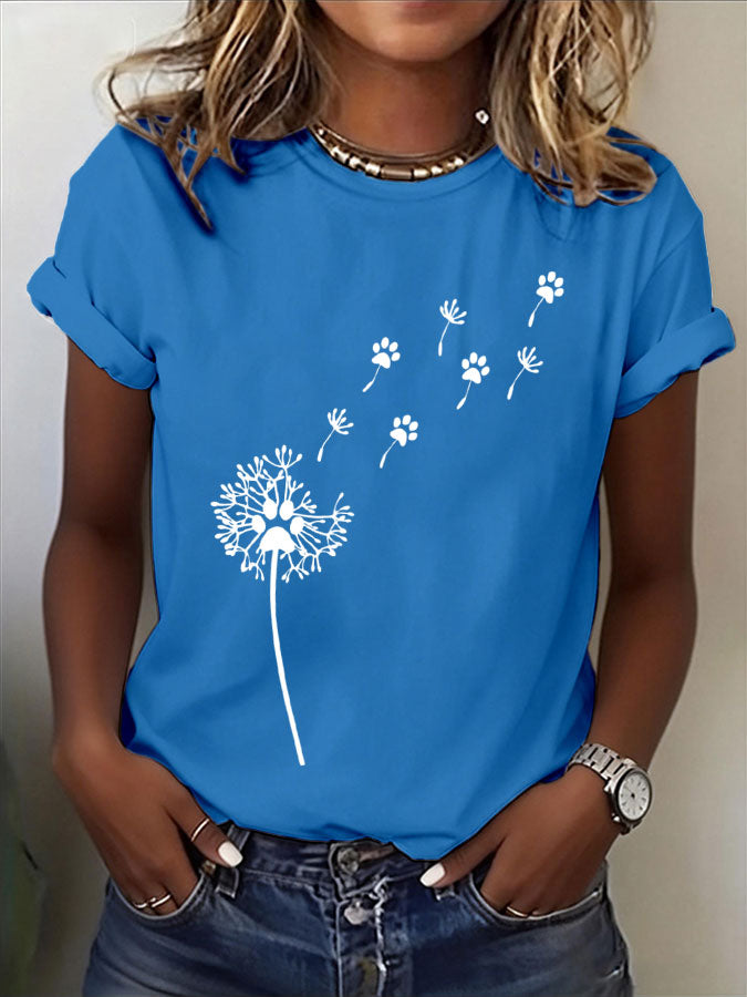 Women'S Paw Print Casual T-Shirt