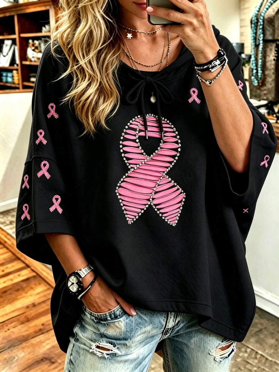 Women's Breast Cancer Awareness Ribbon Pattern Hoodie