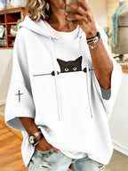 Women'S Vintage Cat Print Hoodie