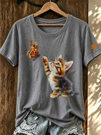 Women'S Cat Paw Printed T-Shirt