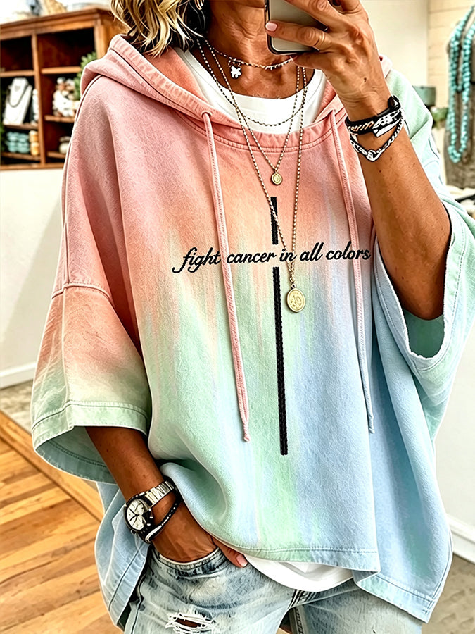 Women's Fight Against All Cancer Gradient Print Hoodie