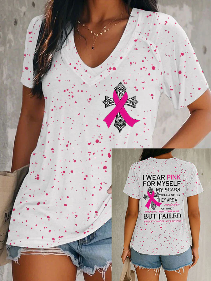Women'S Breast Cancer Awareness Printed Casual T-Shirt