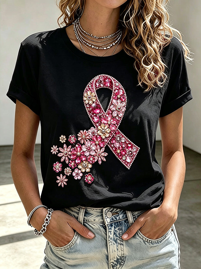 Women'S Breast Cancer Promotion Printed Casual T-Shirt