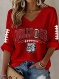 Women'S Football Print Waffle  Top