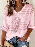 Women'S Breast Cancer Ribbon Print T-Shirt