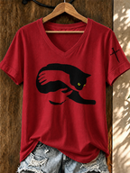 Women'S Cute Cat Faith Printed Casual T-Shirt