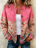 Women's Casual Floral Knitted Cardigan Top