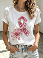 Women'S Breast Cancer Promotion Printed Casual T-Shirt