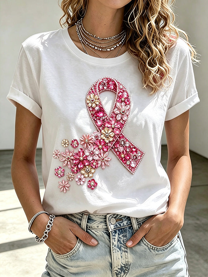 Women'S Breast Cancer Promotion Printed Casual T-Shirt
