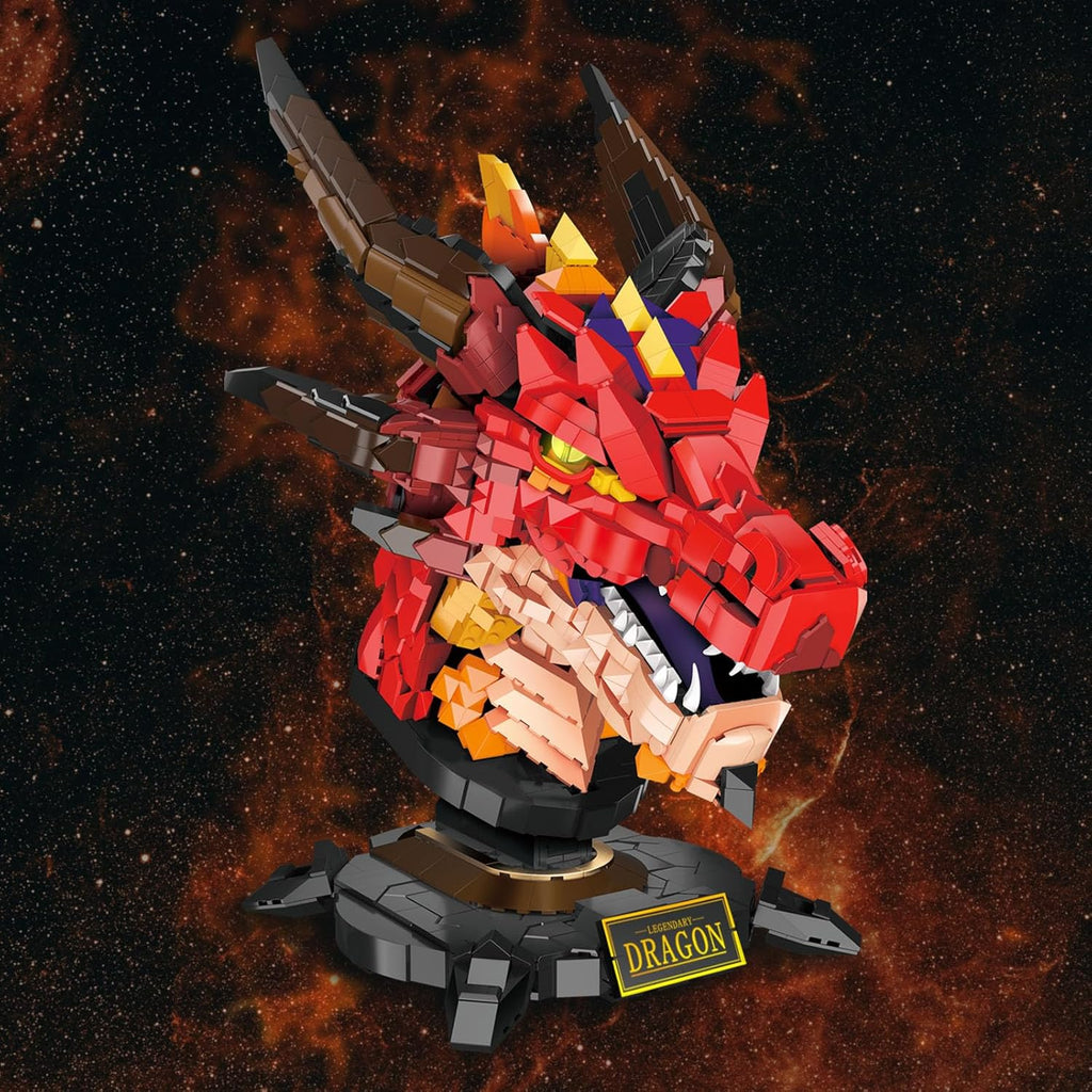 Crimson Dragon Head Building Block Set