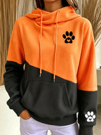 Women'S Heart-Shaped Paw Print Hoodie Sweatshirt