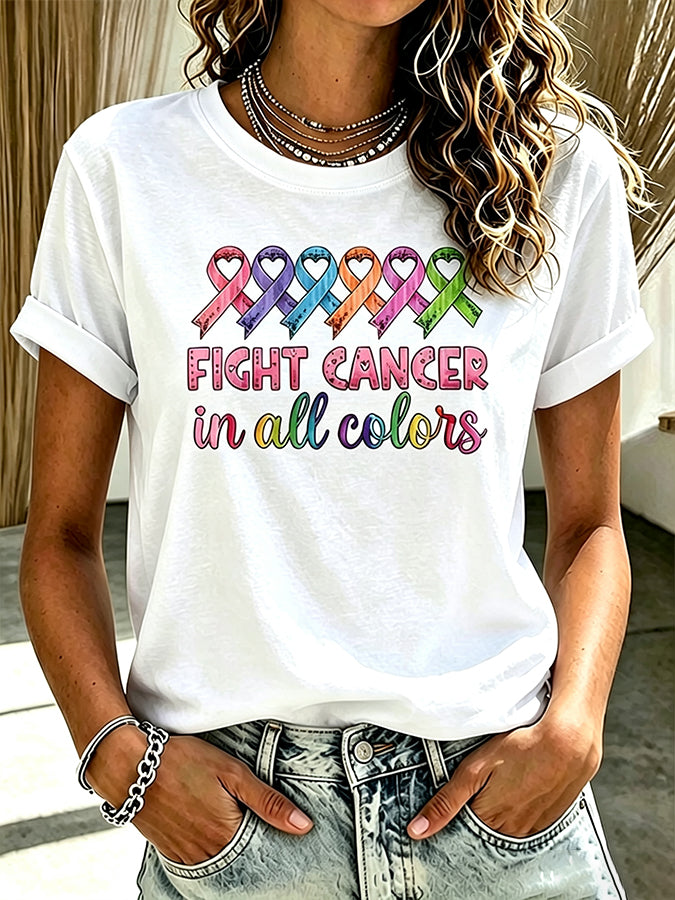 Women'S Casual All Cancer Fight T-Shirt
