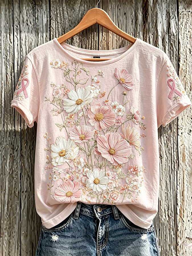Women'S Breast Cancer Print T-Shirt