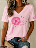 Women'S Breast Cancer Prevention And Control Propaganda Printed Short Sleeved T-Shirt
