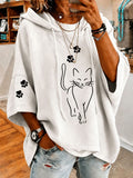 Women's Cat Printed Casual Hoodie