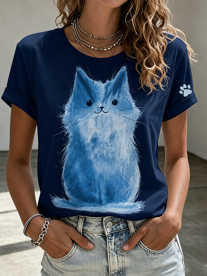 Women'S Cat Printed T-Shirt