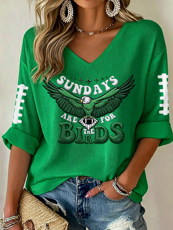 Women'S Football  Print Waffle  Top