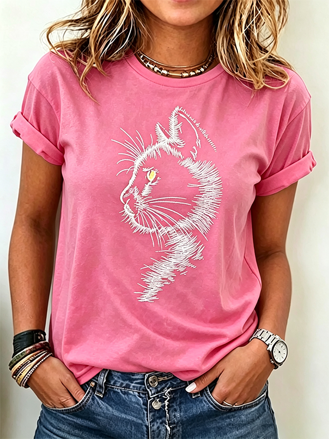 Cute Cat Claw Printed Casual T-Shirt