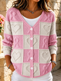 Women'S Breast Cancer Awareness Publicity Print Casual Cardigan