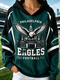 Women's Football Fan Printed Vintage Hoodie