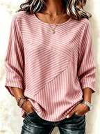 Women's Striped Round Neck Casual Top